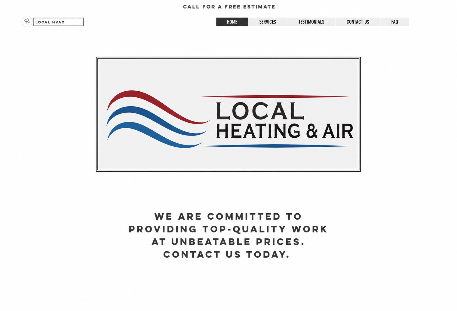 An anonymized representative example of a basic template-style HVAC website